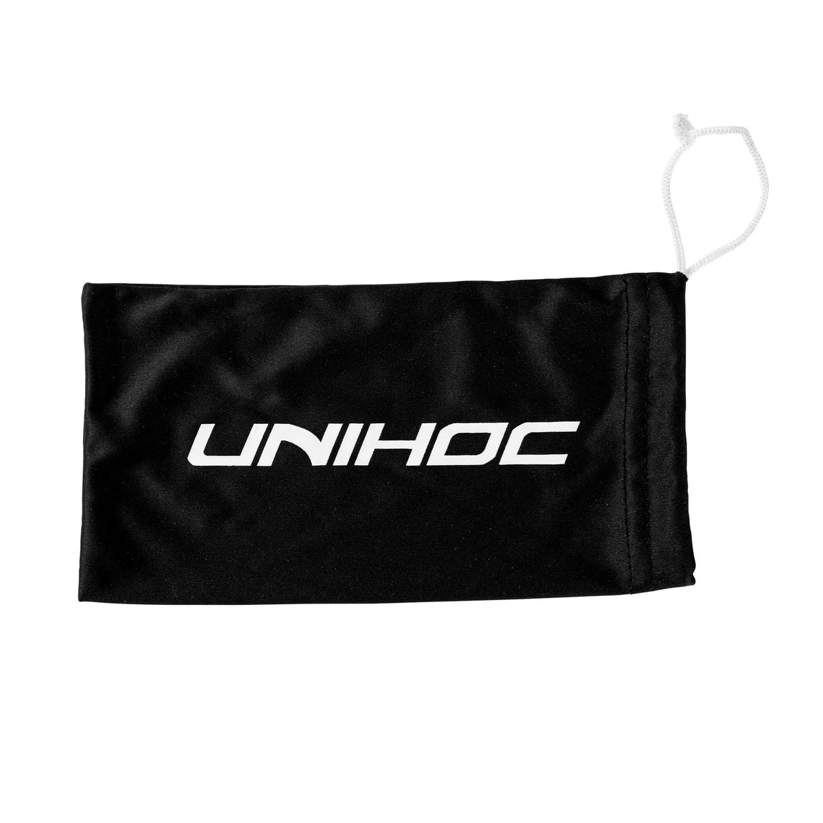 The black fabric pouch of the Unihoc Victory Senior eyewear with a drawstring