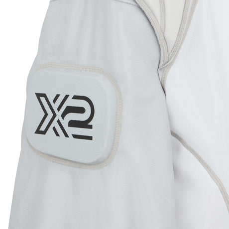 X2 logo shoulder pad on the Oxdog jersey shown in close-up